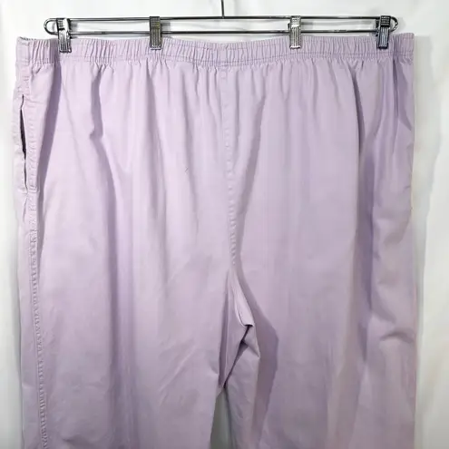 Woman Within Plus Size 36T Cropped Pants Capri Light Pink Cotton Elastic 1620