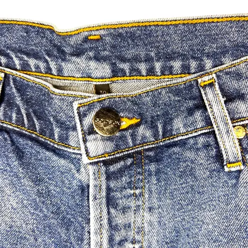 GOLDSIGN The High Rise Slim Medium Wash Button Fly Jeans Size 30 26" Inseam EUC Blue