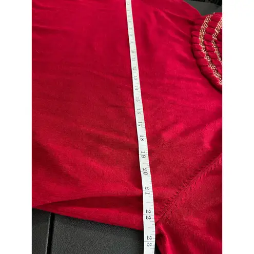 Pina Rossi Sweater Womens 1X Long Sleeve Ruched Sides Cowl Red Off On Shoulder