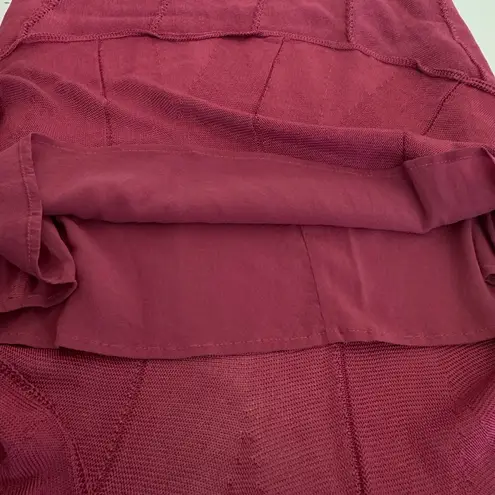 St. John Evening Vintage Knit Knee Length Skirt Deep Rose Pink Red Size 4