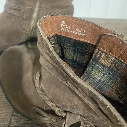 Born Ouvea Slight Slouch Distressed Brown Leather Ankle Booties Size 8