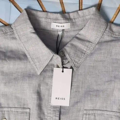 Reiss grey Mimi casual button down long sleeve shirt size 14