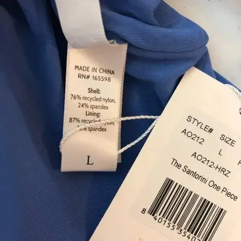 ANDIE NWT The Santorini Knot Key Hole One Piece Swimsuit Removable Cups L Blue