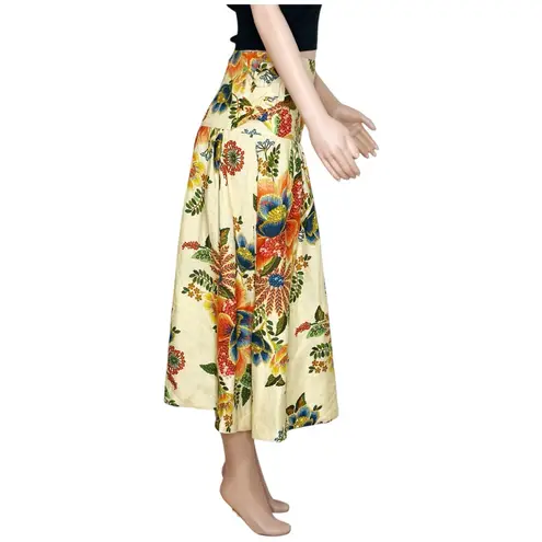 Farm Rio Delicate Garden Linen Midi Skirt, Cream, XS
