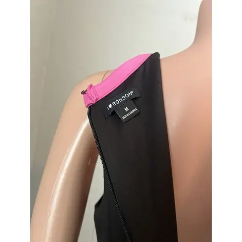 I Heart Ronson evening Stretch Dress A-line Back Sleeveless BLACK PINK sz M NWT