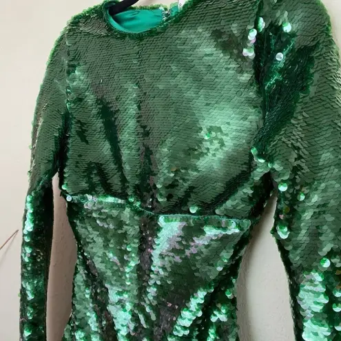 House Of CB  'Belle' Pine Green Sequin Maxi Dress‎ NWOT size S