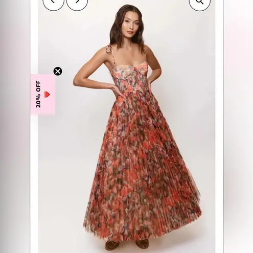 Hutch NEW Brianna Orange Tropical Floral Maxi Dress, Small, MSRP $398