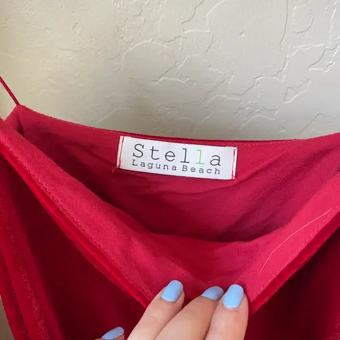 Stella Laguna Beach Red Velvet Bodycon Spaghetti Stap Cocktail Party Dress