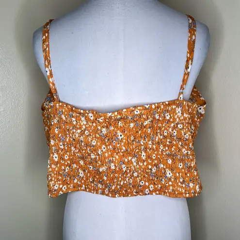 Cider Crop Top 3XL Plus Curvy Ditsy Floral Cami Tank Orange Smocked V-Neck NEW