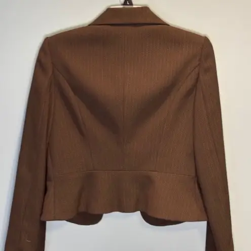 Isabel & Nina Career Set 2 Blazer Jacket Scalloped Skirt Brown Knee Tailored