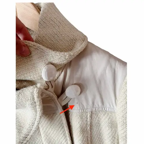 Mackage Peacoat Jacket Wool Leather Trim Pockets Off White Black Large GUC