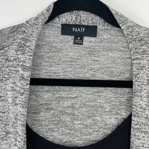 Naïf Naif Womens Heathered Gray Draped Open Front Faux Layered Cardigan Size Medium - Image 5