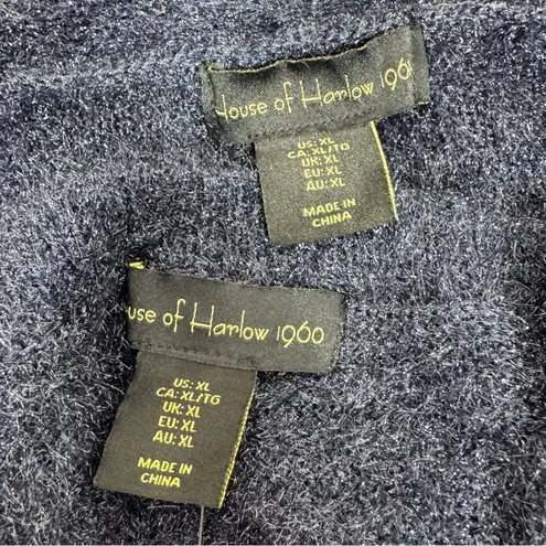 House Of Harlow 1960 Shimmer Sparkle Cardigan Sweater Set Navy Blue XL Chunky