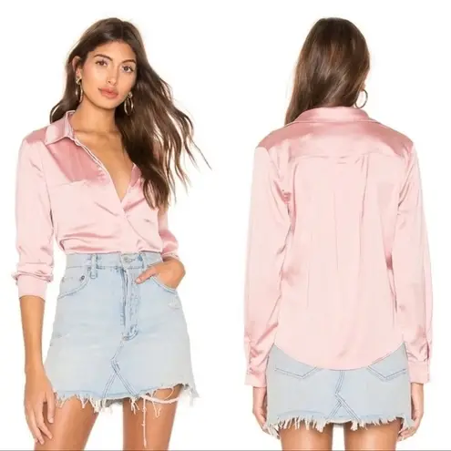 superdown  Pastel Pink Satin Button Down Top sz Small