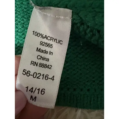 Woman Within Green Schnauzer Dog Santa Hat Christmas Sweater Size 14/16