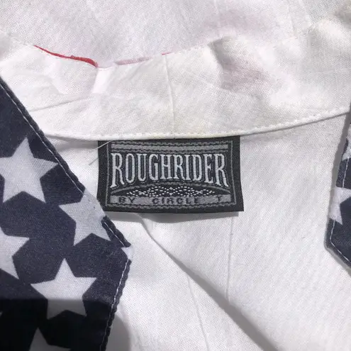 Rough Rider By Circle T USA Button Up Shirt Fringe Cowboy Patriotic Long Sleeve