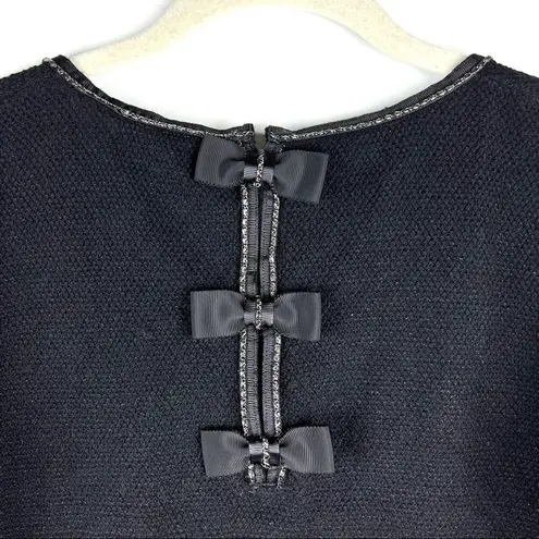 NEW Black Metallic Chain Neck Pullover Bow Sweater S/M Preppy Barbie