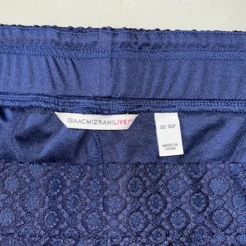 Isaac Mizrahi Live! Size XLP Navy Blue Lace Overlay Wide Leg Pull-On Pants