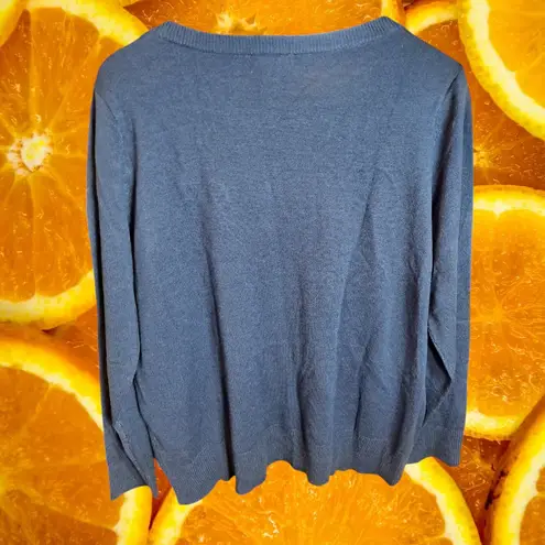 Roz & Ali Women's Navy Acrylic Cheers Embroidered Crew Neck Sweatshirt Size XL