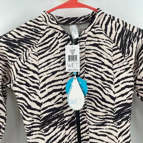 WET SWIMWEAR Eliana Rashguard Wetsuit Size Extra Small NWT Zebra Mesh Surf Scuba Black