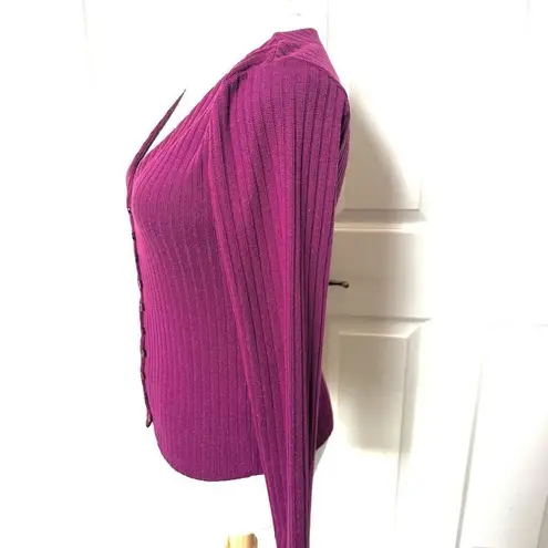 Maeve Anthropologie plum metallic cardigan