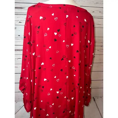 LOGO By Lori Goldstein NWT Catherines Blouse womens plus size 4X Shirt Heart Red Valentine Tunic Top