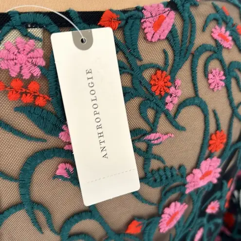 Moulinette Soeurs Anthropologie Floral Embroidered Mesh Tunic Dress
