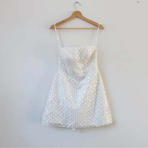 Dessy Collection Imitation Pearl Sequin Mesh Strapless Minidress White Size 4 - Image 3