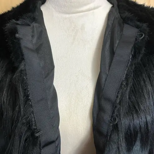 H.I.P. Lumiere Black Contrasting Faux Fur & Feather Length Jacket Coat Sz S