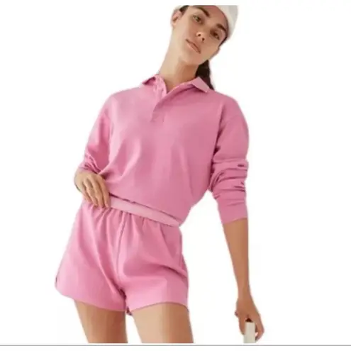 Outdoor Voices  Long Sleeve Rugby Polo‎ Top Shirt Pink Size L