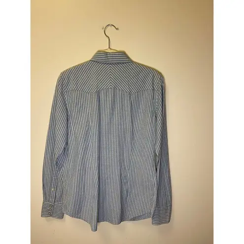 Lauren Jeans Co. Pearl Button Blue Striped Button Down in a Medium