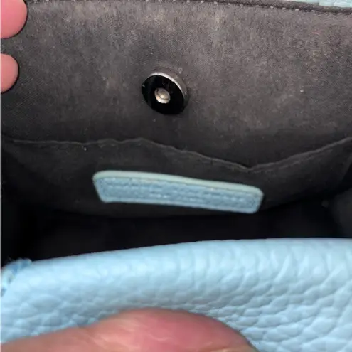 Brandon Blackwood Kuei Mini Zip Leather Tote Crossbody Bag Powder Blue