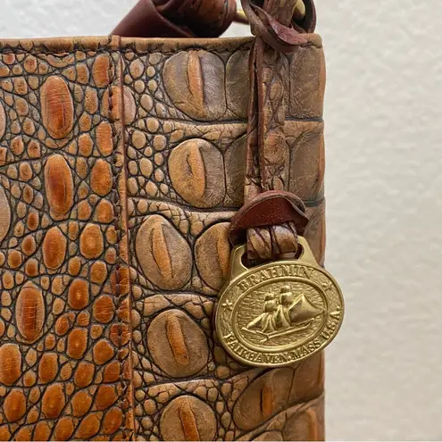 Brahmin Vintage  Pecan Toasted Almond  Embossed Croc Leather Shoulder Purse Bag