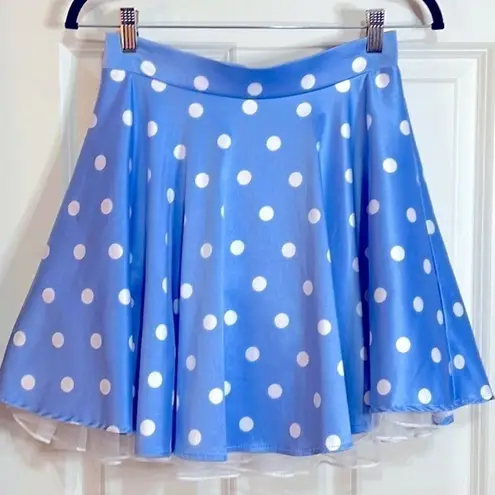Jodi Kristopher Polka Dot Pleated Periwinkle Skirt with Tulle layers Jrs Size 1