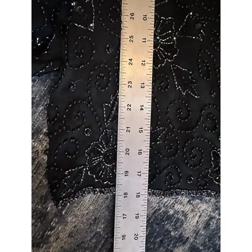 Papéll Boutique Evening Beaded Black Jacket Size XL Open Front Silk Gala Luxury