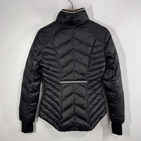 Blanc Noir Black Down Puffer Jacket Women's S Quilted Zip Front Winter Coat