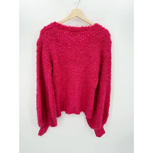C/MEO COLLECTIVE Women Barbie Pink Coco Knit Sweater Balloon Sleeve Wool Blend M