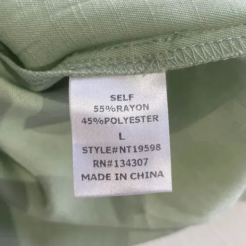 Lumière New V-Neck Hooded Top Drawstring Hem Woven Hoodie Sage