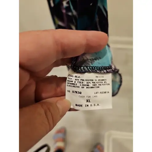 Byer California IZ Size XL Sleeveless Purple Multicolor front Belt Design Top - Image 6