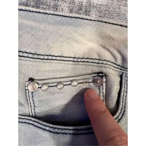 Thorn Universal Pale Wash High Rise Faux Pearl Hem Jeans Size 10