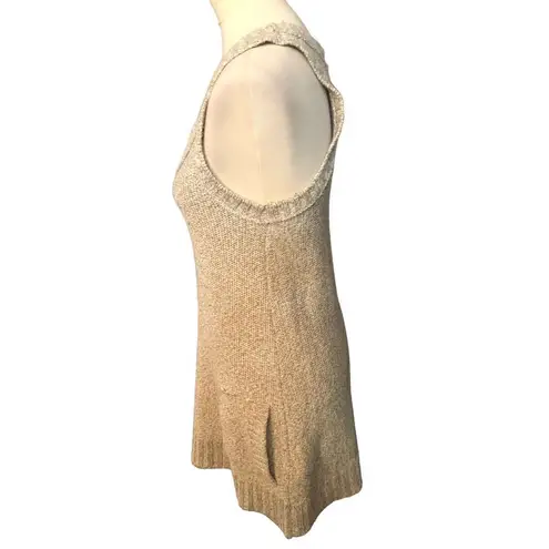 Rubbish vintage beige knitted raceback tank dress with front pockets
