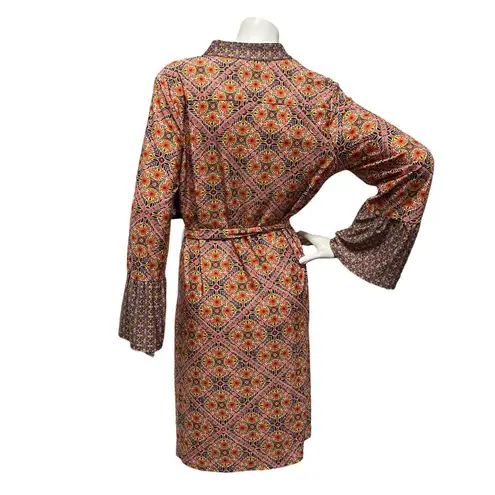 Tacera Women’s M Dress Pink Blue Floral Geometric Print 3/4 Sleeve Jersey