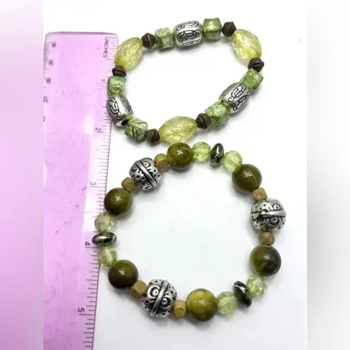 NEW! Sugar NY Vintage Green Stretch Beaded Bracelet Set