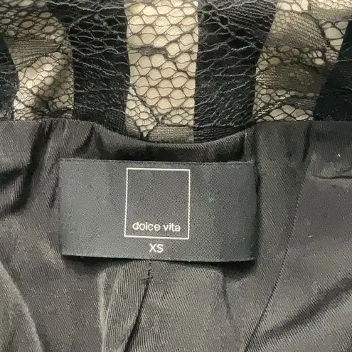 Dolce Vita Anthropologie Blazer Jacket Macyn Striped Open Front Size XS Black