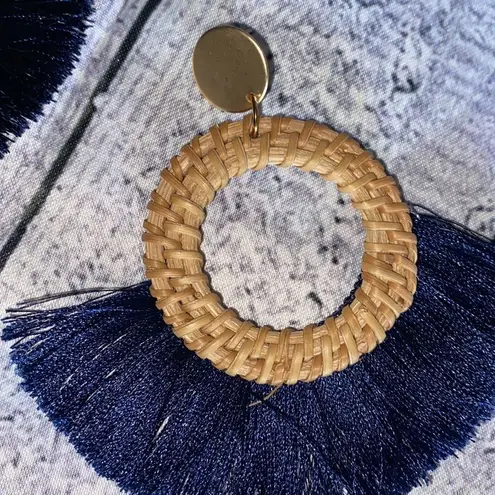 New Bohemian Style Navy Blue Tassel Earrings