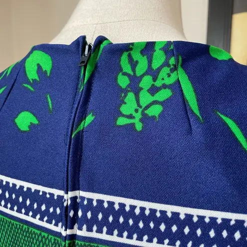 Vintage 60s Blouson Style Sleeveless Dress Green Blue ILGWU S M 4 6 Size M