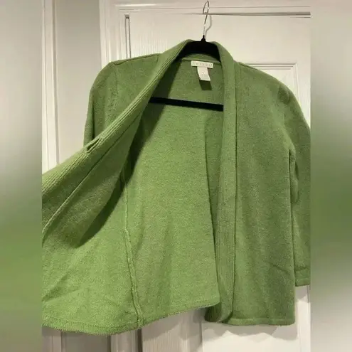 Tweeds Green Lambs Wool Angora 3/4 Sleeve Open Front Knit Cardiganan Size S - Image 4