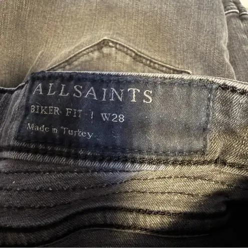All Saints Biker Skinny Fit in Washed Black Jeans size 28 low rise Womens denim