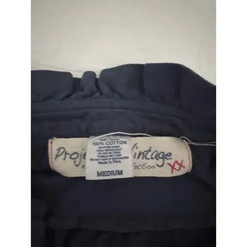 Projecte Vintage Ruffle Neck Dress Sleeveless Casual Cute Summer Medium Blue