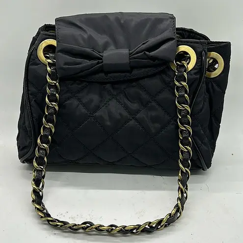 Moschino Luxurious Black Quilted Bow Chain Handles Handbag Purse 🌺🌺